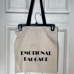 Canvas Tote Bag with Black Text